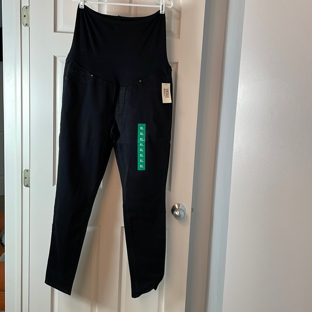 NWT Vintage America Black Denim Maternity Jeans Size XL